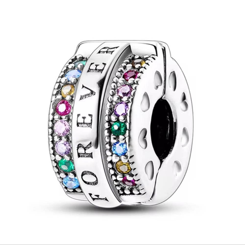 925 Sterling Silver Charm Forever with Multicolor Gemstones